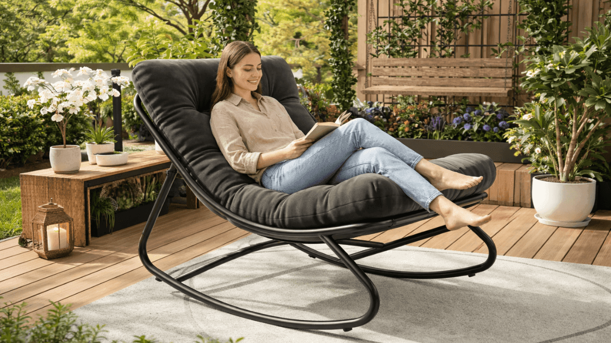 IDEALHOUSE Outdoor Rocking Chair comfortable patio seating for porch or balcony