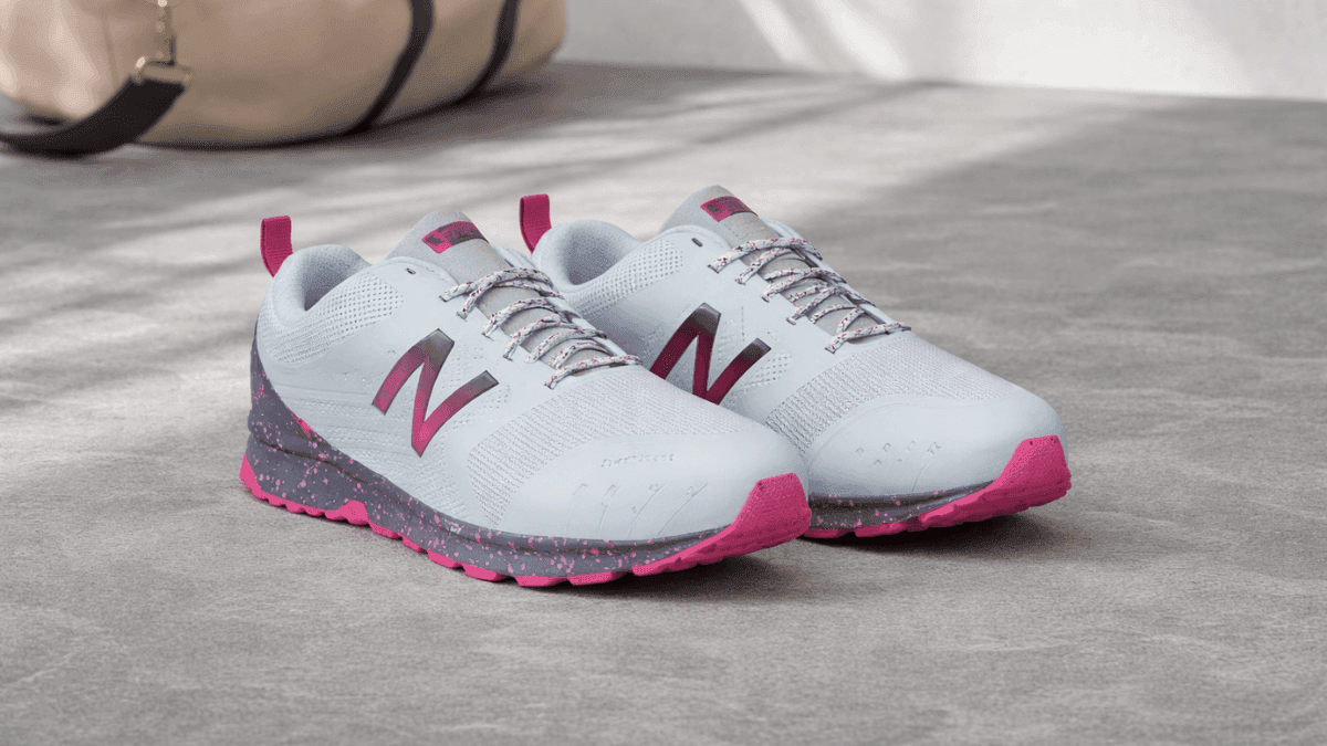 Close-up of New Balance Women's FuelCore Nitrel V1 breathable mesh trail running shoes