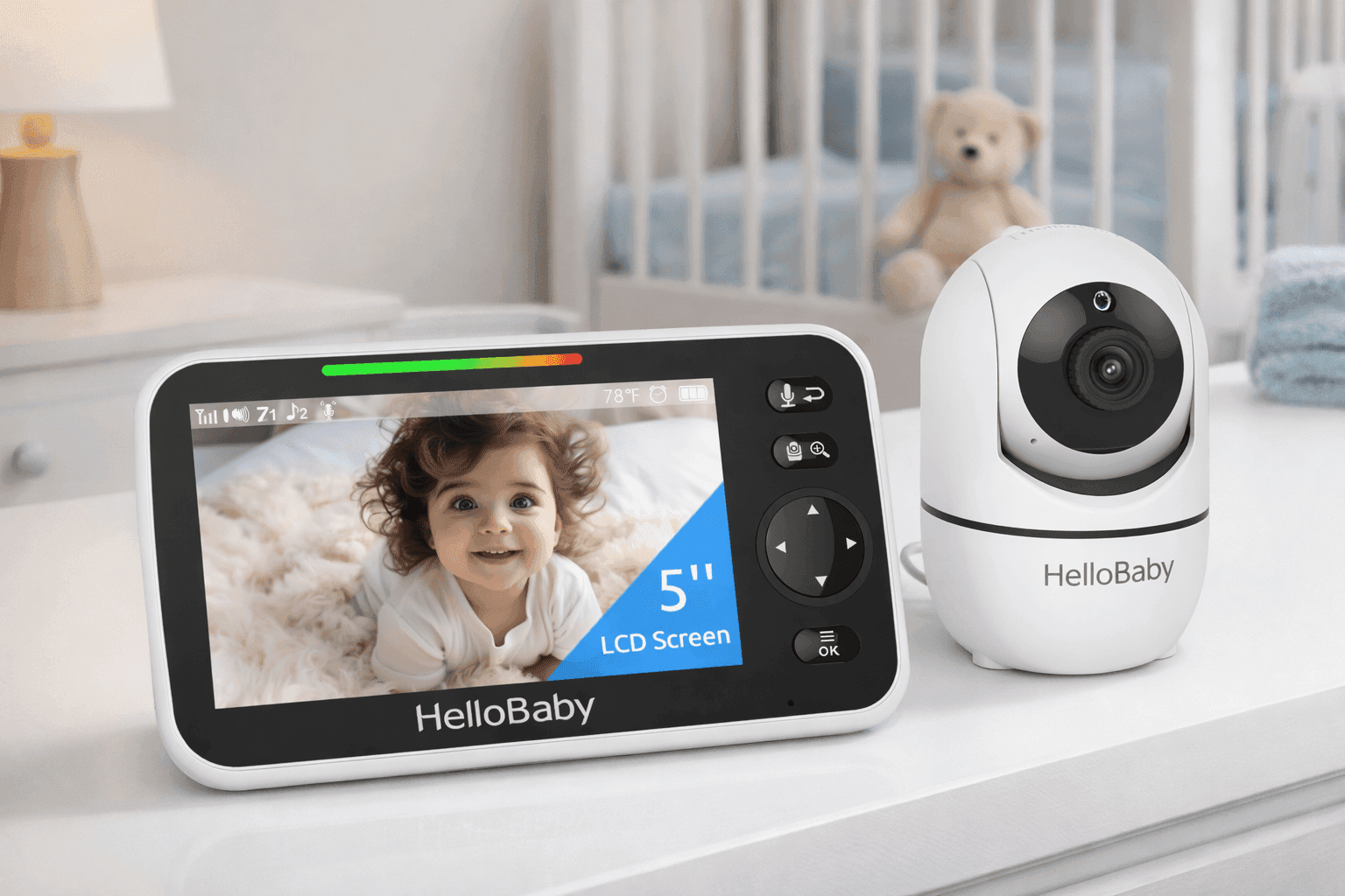 HelloBaby No WiFi Baby Monitor camera and handheld parent unit for secure monitoring