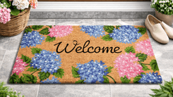 MAINEVENT Hydrangea Door Mat decorative coir welcome mat for front porch entrance