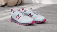 Close-up of New Balance Women's FuelCore Nitrel V1 breathable mesh trail running shoes