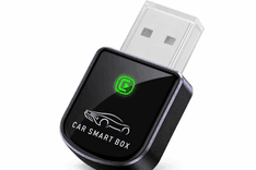 Luckyish wireless CarPlay adapter setup inside car dashboard with USB connection