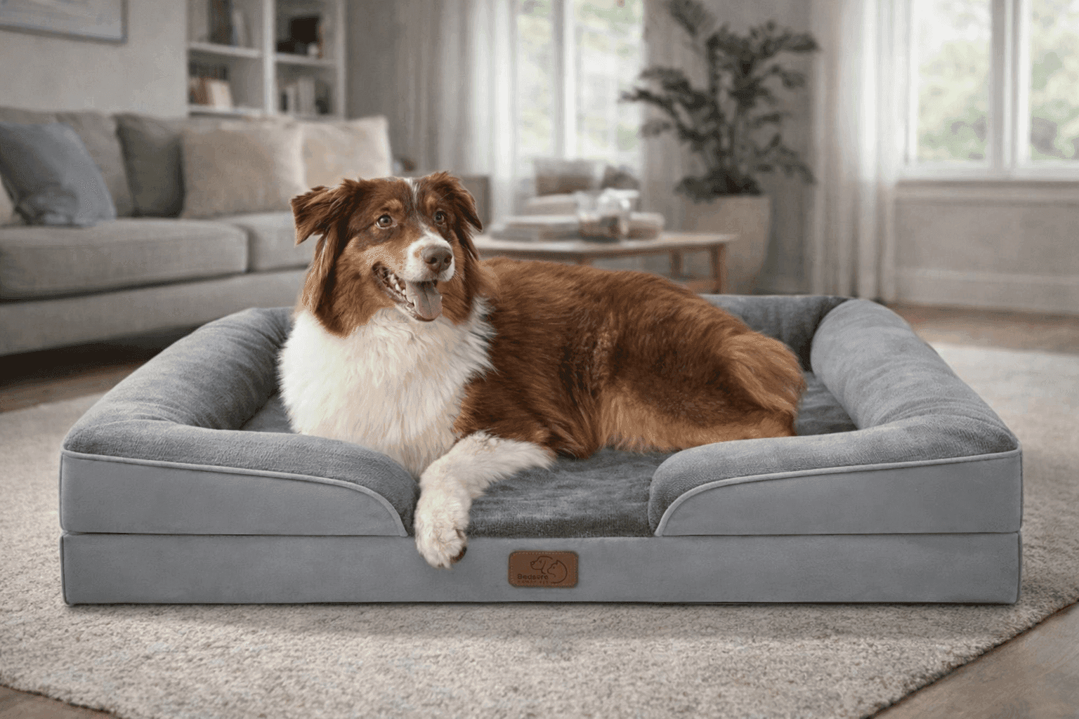 Bedsure Orthopedic Dog Bed with egg-crate foam support for joint comfort